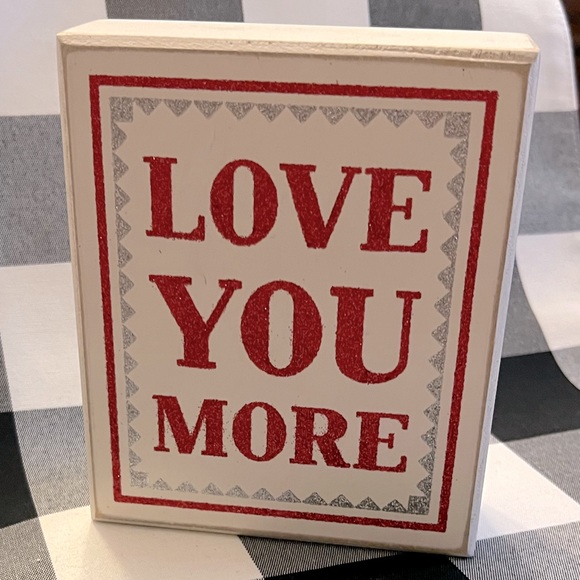 Love You More Rustic Farmhouse Style Wood Valentines Day Sign tiered tray ready - Picture 2 of 9